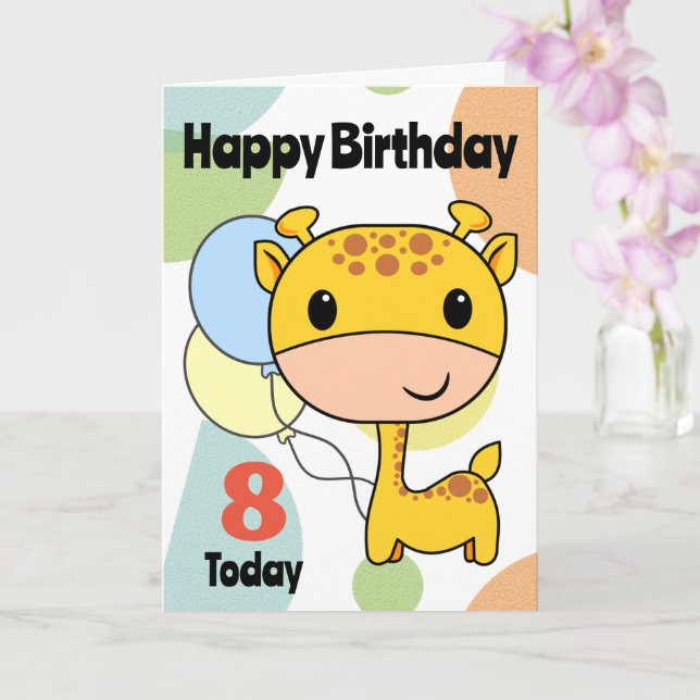 Birthday Giraffe Changeable Age Card (Orchid)