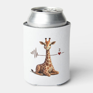 Birthday Giraffe Heartbeat Shirt for Woman Man Kid Can Cooler