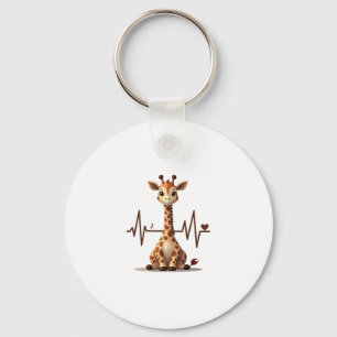 Birthday Giraffe Heartbeat Shirt for Woman Man Kid Key Ring