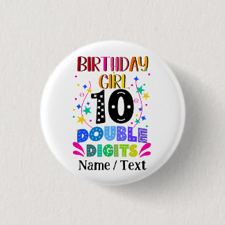 Birthday Girl 10 Double Digits 3 Cm Round Badge