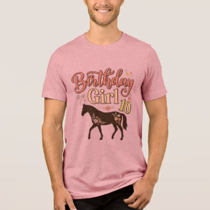 Birthday Girl 10 Horse Floral Vector Design_1 Tri-Blend Shirt