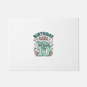 Birthday Girl 10 Sea Turtle Vintage Engraving Desi Doormat