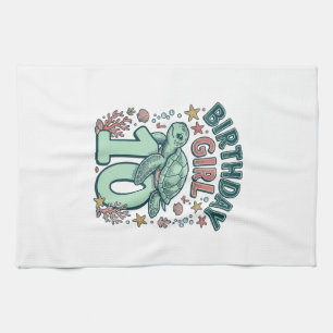 Birthday Girl 10 Sea Turtle Vintage Engraving Desi Tea Towel