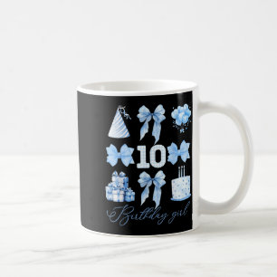 Birthday Girl 10th Blue Coquette Bow 10 Year Old Coffee Mug