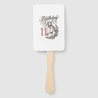 Birthday Girl 11 Horse Floral Vintage Shirt Design Hand Fan