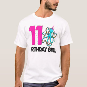 Birthday Girl 11 Sea Animal Tee Octopus Love