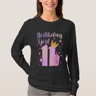 Birthday Girl 11 Yrs Old Boba Tea Theme Party 11th T-Shirt