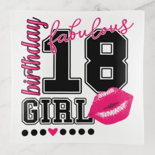 birthday girl, 18th birthday deco peel pink trinket trays