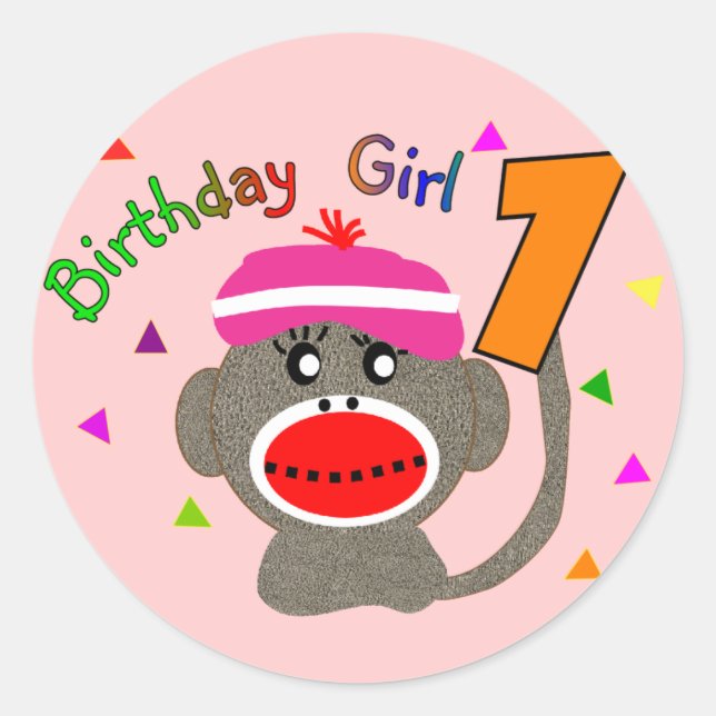 Birthday Girl "1" year old Classic Round Sticker (Front)