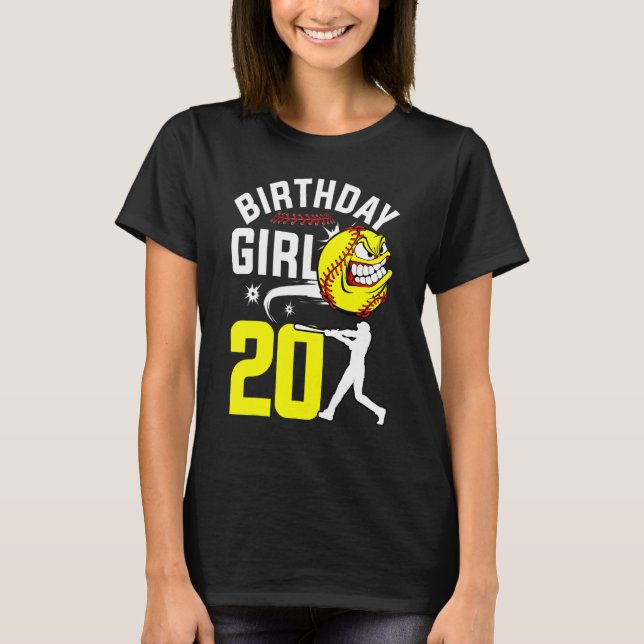 Birthday Girl 20 Years Old Softball Player Theme 2 T-Shirt (Front)