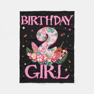 Birthday Girl 2 Year Old Summer Flower 2nd Birthda Fleece Blanket