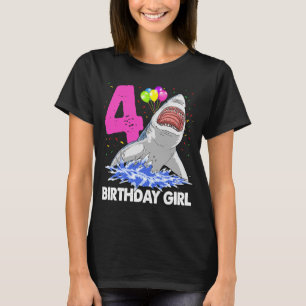 Birthday Girl 4 Shark  Women Celebration T-Shirt