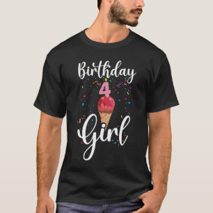Birthday Girl 4th Party Cake CAndle Dessert Tooth T-Shirt