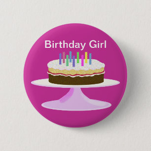 Birthday girl 6 cm round badge