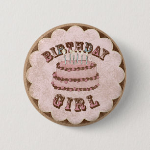 Birthday girl 6 cm round badge