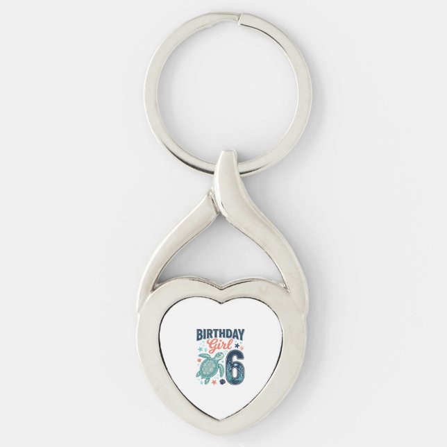 Birthday Girl 6 Sea Turtle Vector Design_1 Key Ring (Front)