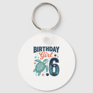 Birthday Girl 6 Sea Turtle Vector Design_1 Key Ring