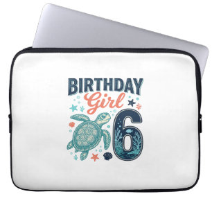 Birthday Girl 6 Sea Turtle Vector Design_1 Laptop Sleeve