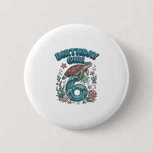 Birthday Girl 6 Sea Turtle Vintage Party Design_1 Cm Round Badge