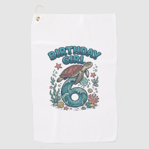 Birthday Girl 6 Sea Turtle Vintage Party Design_1 Golf Towel