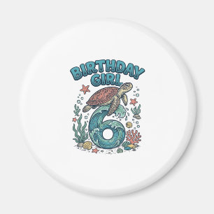 Birthday Girl 6 Sea Turtle Vintage Party Design_1 Magnet