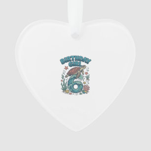 Birthday Girl 6 Sea Turtle Vintage Party Design_1 Ornament