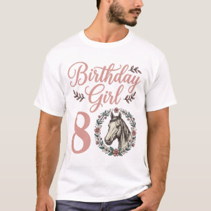 Birthday Girl 8 Horse Floral Vintage Shirt Design