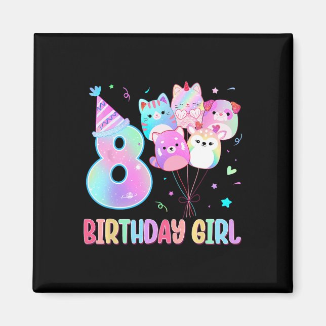 Birthday Girl 8th Birthday Squish Squad Mallow Gir Magnet (Front)