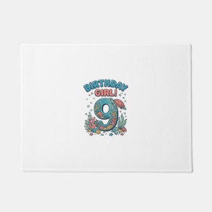 Birthday Girl 9 Ocean Turtle Vector Design_1 Doormat