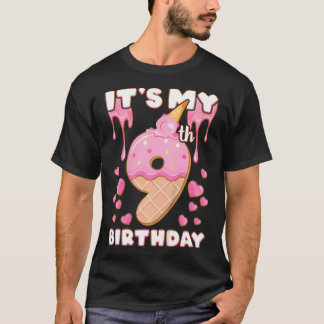 Birthday, Girl 9 years, Ice Cream, It's my 9th Bir T-Shirt