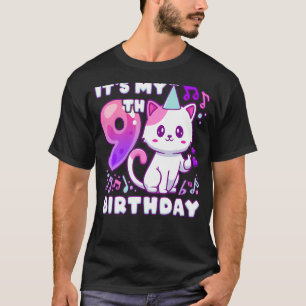 Birthday girl 9 years old, K-pop kitten with finge T-Shirt