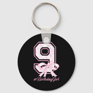 Birthday Girl 9th Birthday Nk Floral Coquette Bow Key Ring