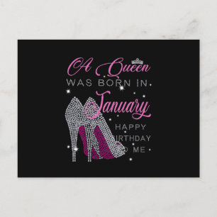 Birthday Girl   A Queen Was Born In January Announcement Postcard