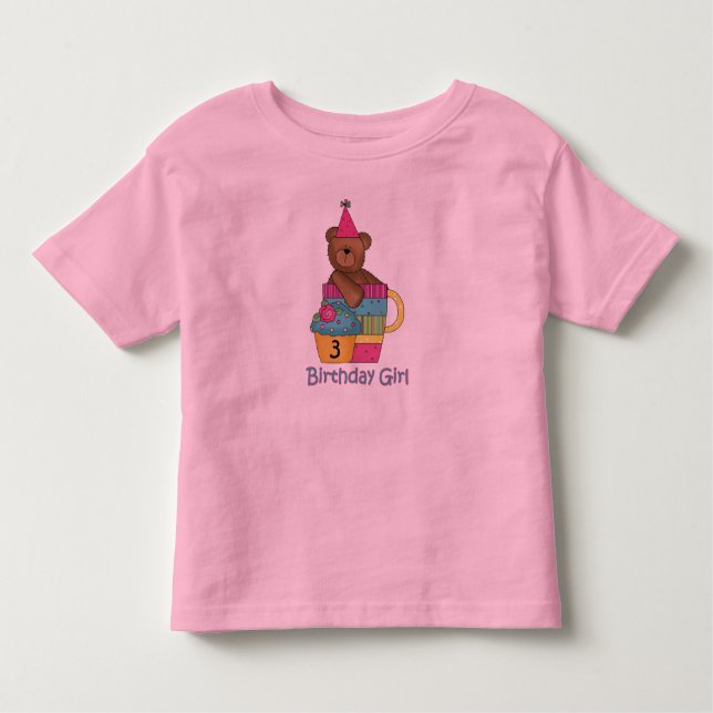 Birthday Girl Age 3 Toddler T-Shirt (Front)