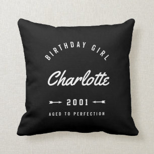 Birthday Girl Aged To Perfection Retro Cushion