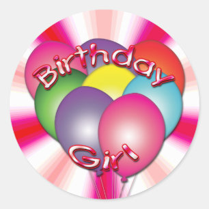 Birthday Girl Balloons Stickers