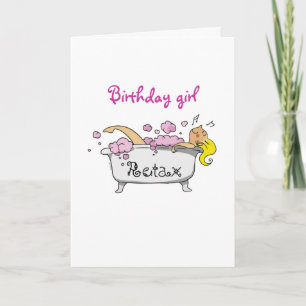 Birthday girl (bathing girl) card