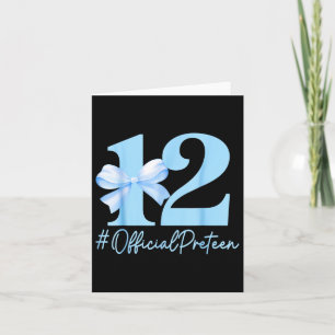 Birthday Girl Blue Coquette Bow 12 Year Old Offici Card