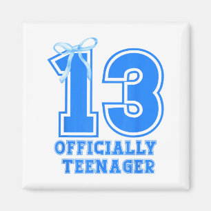 Birthday Girl Blue Coquette Bow 13 Years Old 13th  Magnet