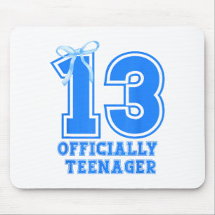 Birthday Girl Blue Coquette Bow 13 Years Old 13th Mouse Pad