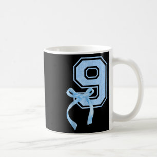 Birthday Girl Blue Coquette Bow 9 Year Old Aesthet Coffee Mug
