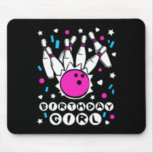 Birthday Girl Bowling Party Cool Kids Cute Pins Bo Mouse Pad