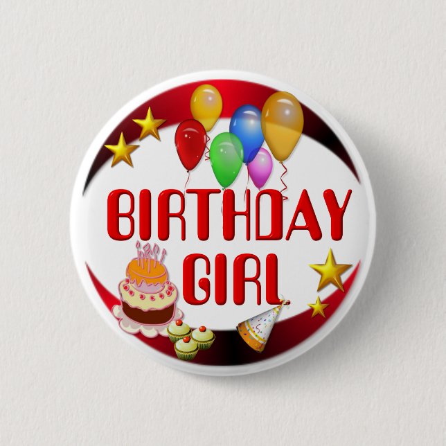 Birthday Girl ~Button 6 Cm Round Badge (Front)