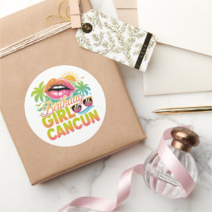 Birthday Girl Cancun 2026 Tropical Vacation Trip Classic Round Sticker