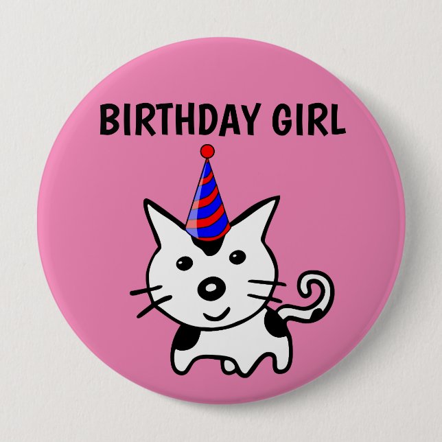 BIRTHDAY GIRL CAT BUTTONS (Front)