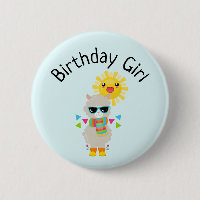 Birthday Girl Cool Llama and Smiling Kawaii Sun