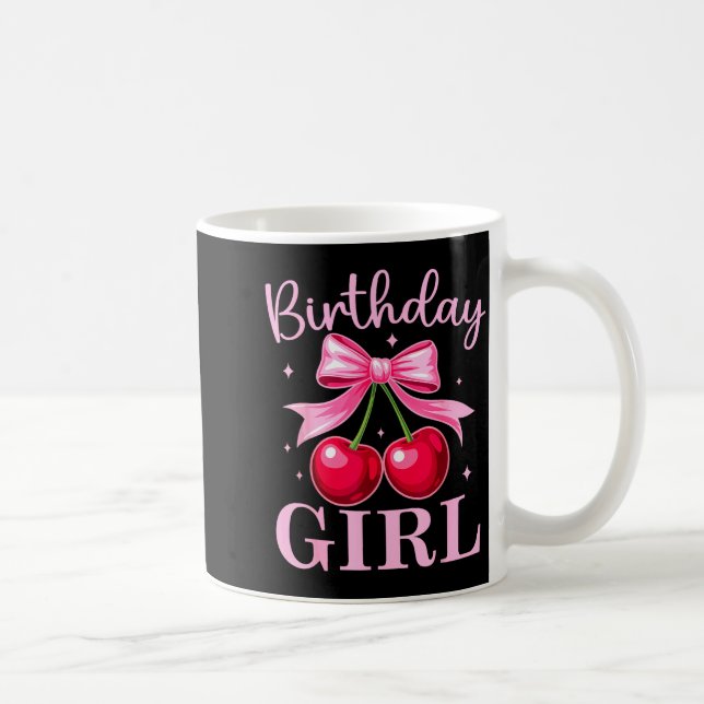 Birthday Girl Coquette Bow Cherry Birthday Girls W Coffee Mug (Right)