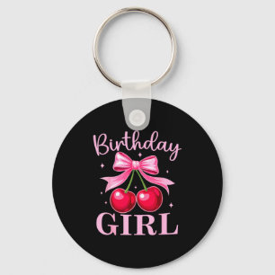 Birthday Girl Coquette Bow Cherry Birthday Girls W Key Ring