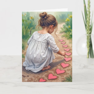 Birthday Girl Creating a Heart Pathway Card