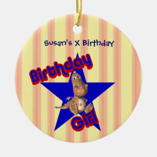 Birthday Girl Cute Dragon Customisable Ornament